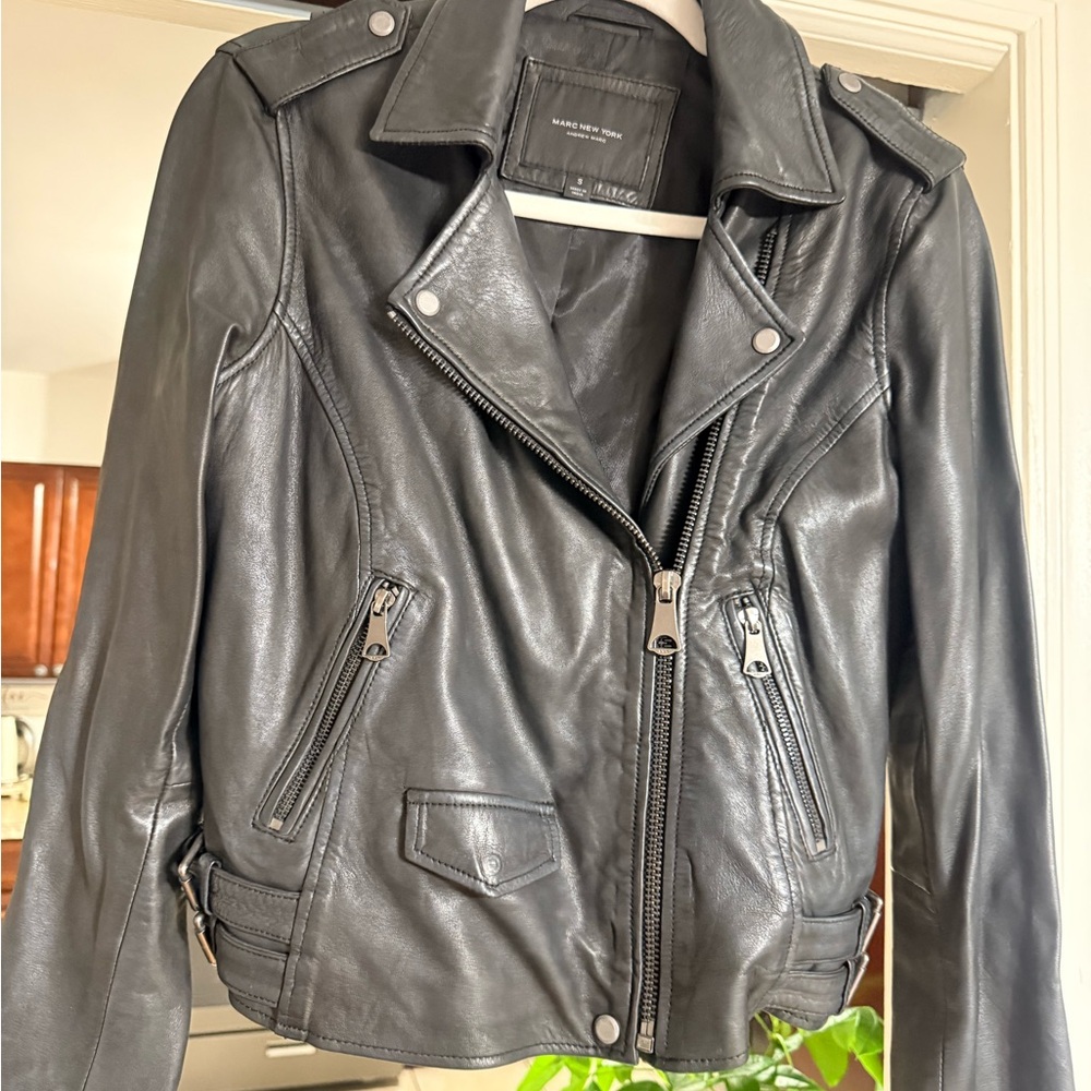 Marc New York Charcoal Leather Jacket